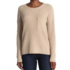 Madewell Heather Fawn Oatmeal Thompson Pocket Pullover Sweater